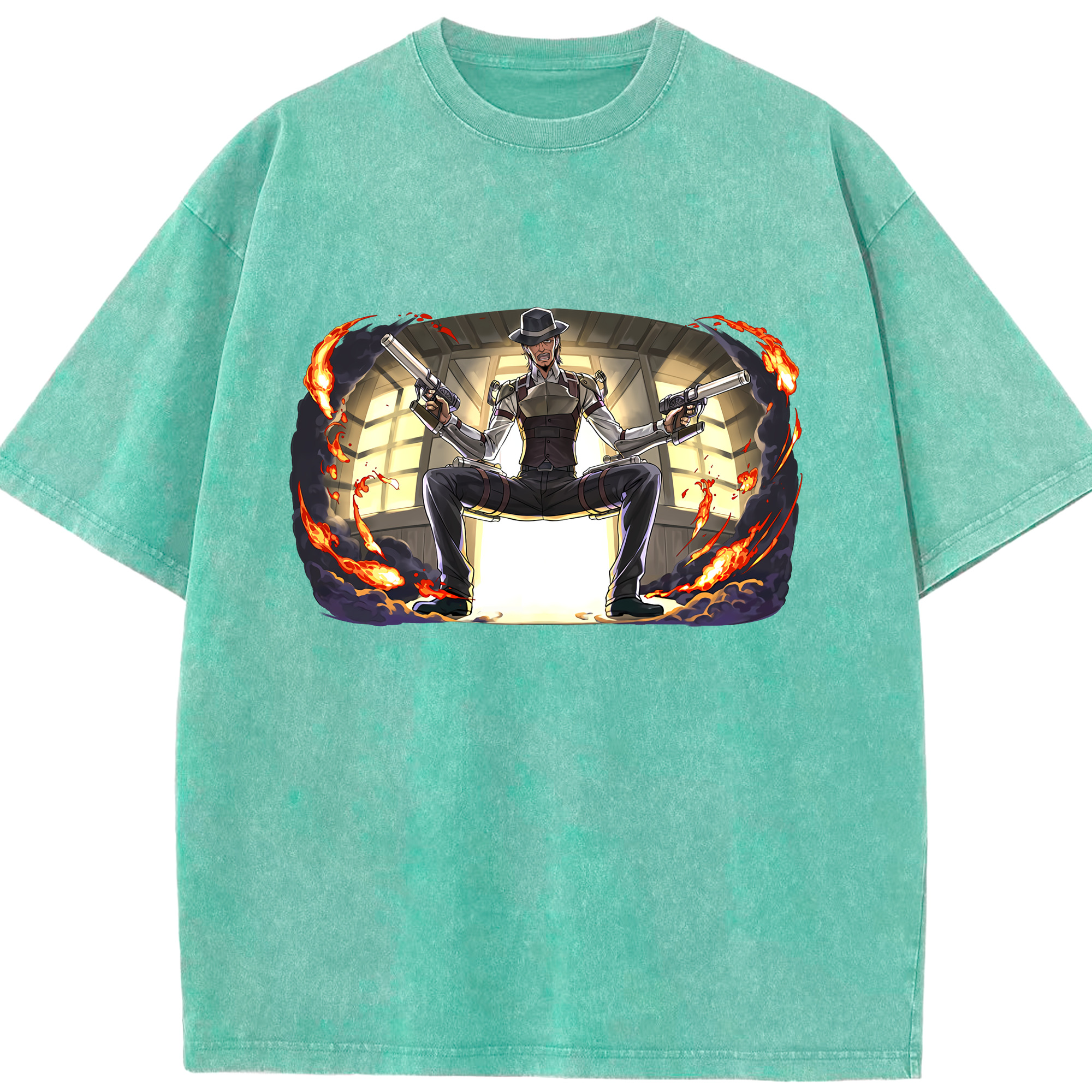 （画像用） 進撃の巨人 ケニー·アッカーマン Attack on Titan Kenny Ackerman 綿100% ヴィンテージ風 半袖Tシャツ（フロントプリント）